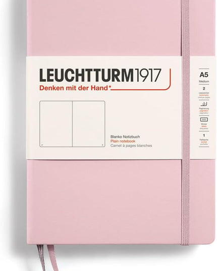 LEUCHTTURM1917 - Notebook Hardcover Medium A5-251 Numbered Pages for Writing and Journaling (Powder, Plain)