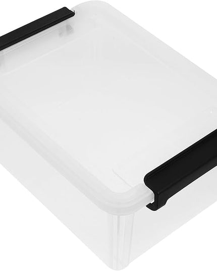 VILLCASE Transparent File Organizer Box with Lid Office Document Storage Container for Files Stationery and Small Items Clear Desktop Organizer for Quick Identification and Long-term Use