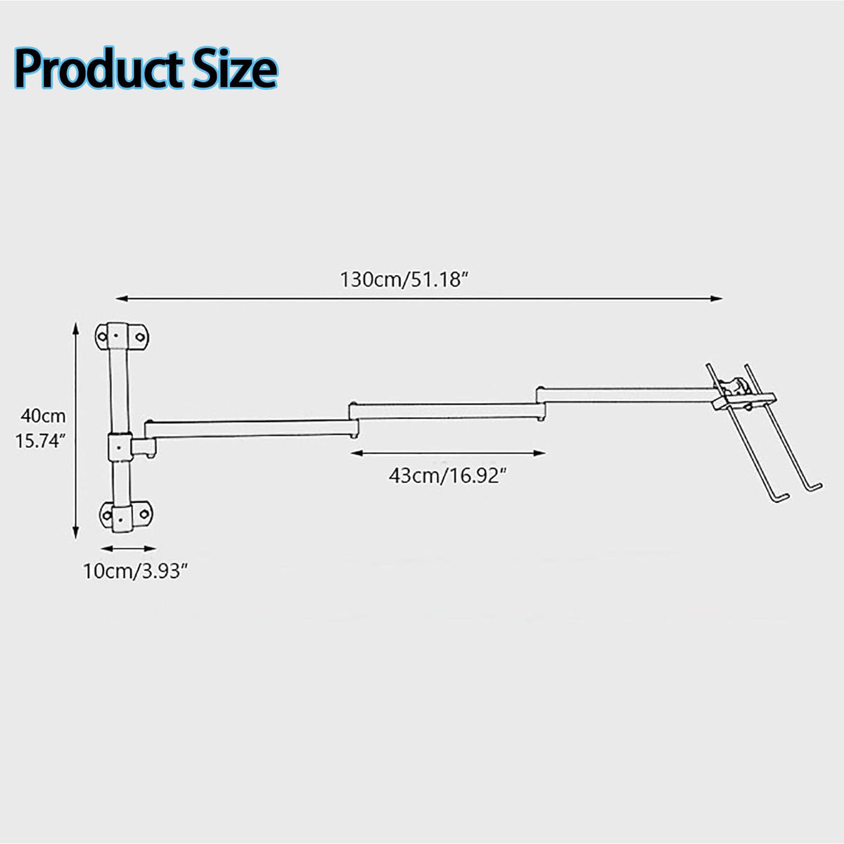 KxTsng Wall Mount Laptop Stand Arm, Height Adjustable Up to 15.7 Inches (40cm), 360° Swivel Articulating Arm with Adjustable Tray Hooks, Holds Up to 11 lbs (5kg), Fits 13-17 Inch Laptops