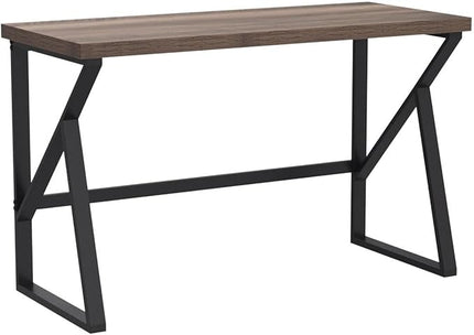 HSH Minimalist PC Desk, Industrial Home Office Desk, Sturdy Wood and Metal Desk, Rustic Vintage Oak 55 Inch Work Study Writing Desks Computer Table for Living Room Bedroom