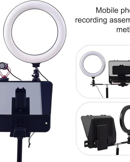 A10 Portable Teleprompter for Smartphones & DSLR Cameras with Phone Holder, Remote Control Ideal for Live Streaming, Interviews, Speeches & Video Production