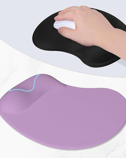 ITNRSIIET Ergonomic Mouse Pad, Cushioned Gel Wrist Rest, Non-Slip Base, Smooth Surface, Compatible with All Mice for Office & Gaming, Desk Accessory, 9.5 x 8.2 inch, Lavender Purple