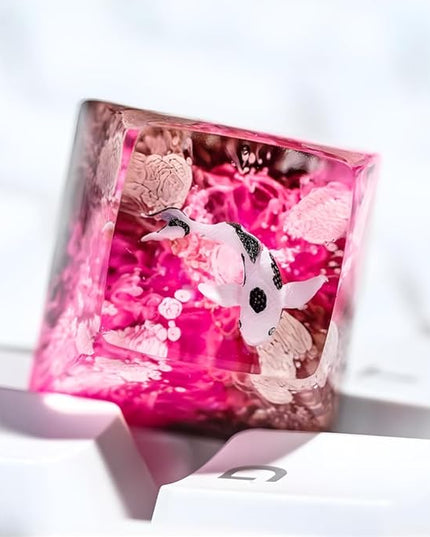 Kohaku Koi Artisan Keycap Pink Black Ocean R1 SA Profile Custom Keycaps 1U ESC Handmade Gaming Resin Key Cap Cherry MX Switch Compatible Mechanical Keyboard Koi Lover Gift