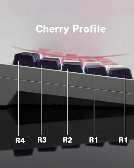 Tsungup PBT Keycaps,Side Printed 131 Keys Custom Dye Sub Keycaps 75 Percent,Shine Through Keycap Set Gradient Red Cherry Profile Keyboard Key Caps for Mechanical Keyboards