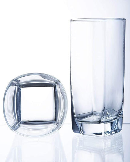 Collins Everyday Drinking Glasses Set of 16 Drinkware Kitchen Glasses for Cocktail, Iced Coffee, Beer, Ice Tea, Wine, Whiskey, Water, 8 Tall Highball Glass Cups & 8 Short Old Fashioned