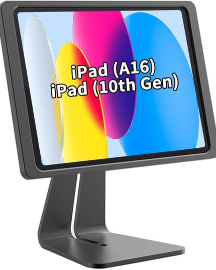 Magnetic Stand on Desk with Charging Case A8 for iPad (A16/ 10th Generation) 10.9-Inch, Classic L Shape, Sturdy Metal Base, Strong Magnets, 360 Rotation, 90 Tilt