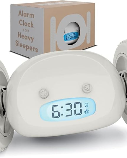 CLOCKY Extra Loud Alarm Clock for Heavy Sleepers on Wheels Rolls Runs Away Vibrating, Easy to Set Super Smart Snooze Digital Bed Shaker Alarm Clock Funny Gift for Adults Kids Teens Bedrooms (Mist)