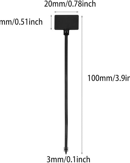 Mini Skater Nylon Cable Zip Ties Tags 4" Tiny Self-Locking Write-On Identify Cord Tabs Cable Label Marker Ties for Office Home Identification and Organization, 50 Pack (Black)
