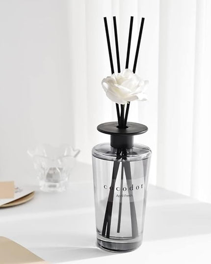 COCODOR White Flower Reed Diffuser / Garden Lavender / 1 Pack / Home & Office Decor Aromatherapy Diffuser Oil Gift Set / Large Size, Large Capacity, Big Size Diffuser, Black Edition/16.9Ounce(500 ml)