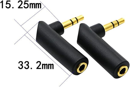 rgzhihuifz 3.5mm Angle Male to Female Audio Adapter, 90 Degree Right Angle Gold-Plated TRS Stereo Jack Plug AUX Connector Compatible with Headset, Tablets, MP3 Players, Speakers(2 Pack)