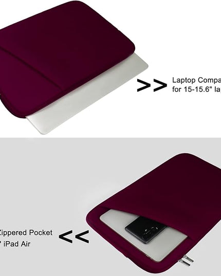 Laptop Sleeve Case 15.6 inch, Durable Briefcase Shockproof Protective Cover, Handbags Portable Laptop Bag for 15.6 inch HP Dell Asus Lenovo, Computer Case with Front Pocket, Wine Red