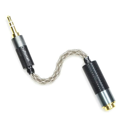 GUCraftsman 3.5mm Stereo Male to 4.4mm Balanced Female Portable Headphone Adapter Cable 6N Single Crystal Silver Headphone Jack Convert Cable for Audio Players with 3.5mm Ports