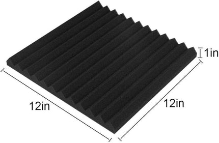 24 Pack Acoustic Panels Soundproof Studio Foam for Walls Sound Absorbing Panels Sound Insulation Panels Wedge for Home Studio Ceiling, 1" X 12" X 12" (Black)