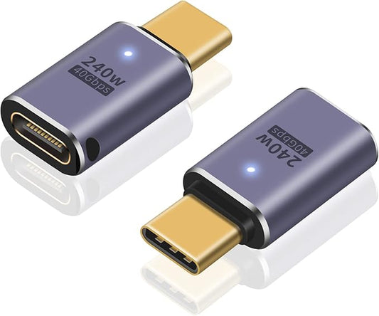 Poyiccot USB C Extender - 240W, 2Pack USB Type C Extension Adapter, 40Gbps USB C Male to Female Adapter for iPad, iMac, MacBook, Thunderbolt