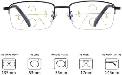 Progressive Multifocus Computer Reading Glasses Blue Light Blocking No Line Lenses Multifocal Readers for Men and Women