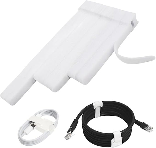 70pcs Cable Ties Reusable White Wire Ties Cable Management Cord Ties Reusable for Electronics Hook and Loop Cable Ties for Computer 4 6 8 Inch