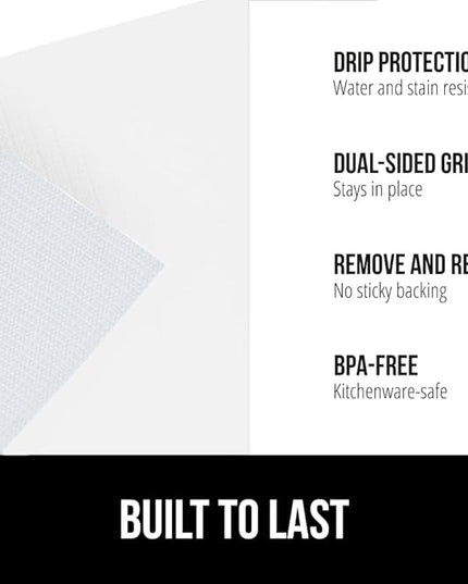 GORILLA GRIP DripGuard Shelf Liner, Non Adhesive Drawer and Kitchen Cabinet Protector, Slip Resistant BPA Free Smooth Surface Plastic Liners for Cabinets, Bathrooms, Closets, 17.5x120 Inch, White