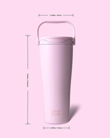 BOTTLE BOTTLE Insulated Tumbler with Handle & Straw Lid, 30oz Stainless Steel Leak-Proof Water Bottle for Hot & Cold Drinks, Add Ice Without Unscrewing, BPA-Free for Travel, Sports, Office(Pink)