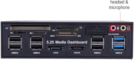 Internal Card Reader, 5.25inch Media Dashboard Front Panel Audio, All-in-1 Card Reader with USB3.0/2.0 HUB eSATA SATA Multi Card Reader(M2 / TF/SD/MMC/MS/CF)