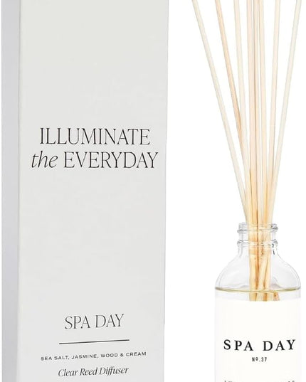 Sweet Water Decor Spa Day Reed Diffuser Set - Sea Salt, Jasmine, Wood, and Cream Scented Diffuser - Relaxing Spa Scent Diffusers for Home, Long Lasting Fragrance, Made in The USA