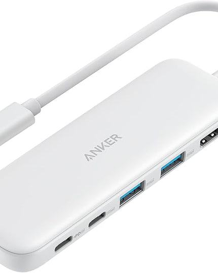 Anker USB C Hub, 5-in-1 USBC to HDMI Splitter with 4K Display, 1 x Powered USB-C 5Gbps & 2×Powered USB-A 3.0 5Gbps Data Ports for MacBook Pro, MacBook Air, Dell and More (White)
