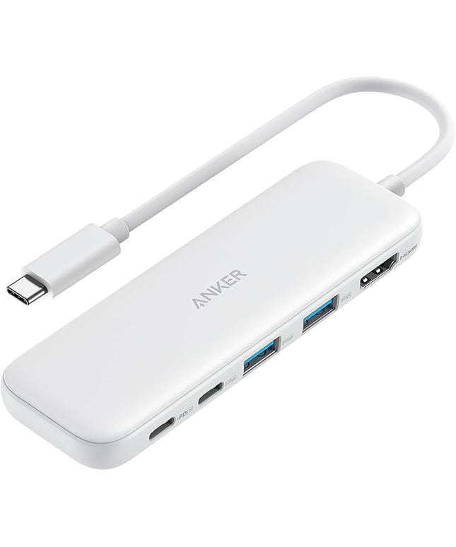 Anker USB C Hub, 5-in-1 USBC to HDMI Splitter with 4K Display, 1 x Powered USB-C 5Gbps & 2×Powered USB-A 3.0 5Gbps Data Ports for MacBook Pro, MacBook Air, Dell and More (White)