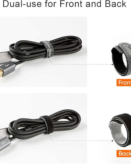 CableCreation Fastening Cable Ties Reusable, Premium 6-Inch Adjustable Cord Ties, Nylon Cable Management Straps Hook Loop Cord Organizer Wire Ties Reusable Black, 50PCS