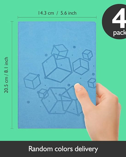 SINOBAND 4 Pack Notebooks for journaling,Colorful Subject Notebooks Set with Geometric Graphics Pattern,PU Leather Notebook writing journals with lined paper for School and Office(Random Colors)