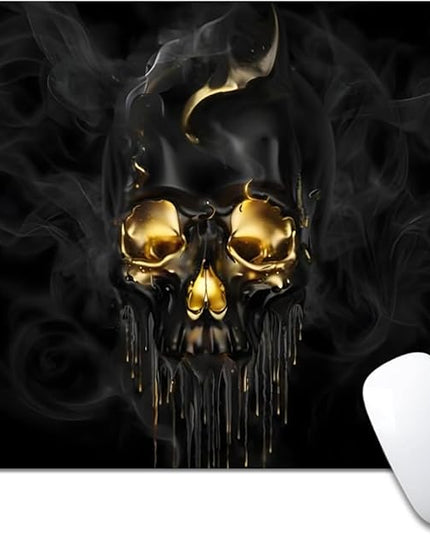 Gold Black Skull Square Mouse pad, Texture, Waterproof, Anti Slip Rubber Base, Computer Mouse pad, Laptop Mouse pad