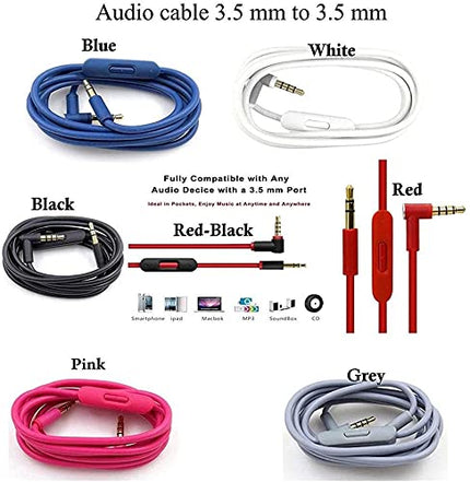 EARLA TEC Replacement Audio Cable Cord Wire with in line Microphone and Control for Beats by Dr Dre Headphones Solo Studio Pro Detox Wireless Mixr Executive Pill(Black)