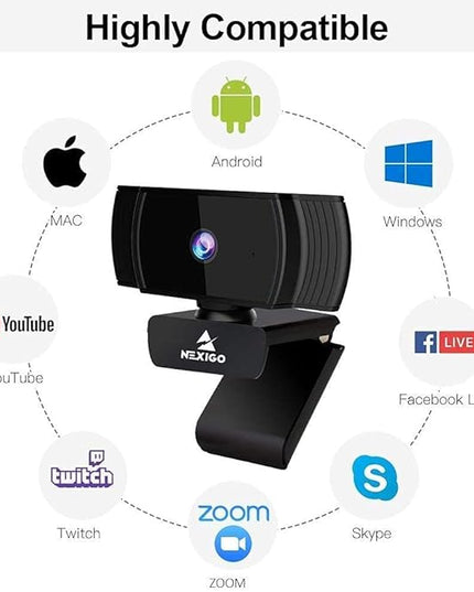 NexiGo N930AF Webcam with Microphone for Desktop, Autofocus, Webcam for Laptop, Computer Camera, 1080p HD USB Web Camera, Compatible with Zoom/Switch 2/Teams/Webex