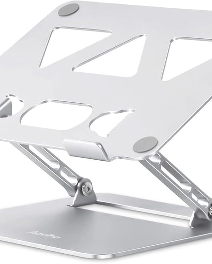 Adjustable Laptop Stand for Desk,Portable Laptop Stand Holder and Riser,Foldable Aluminum Notebook Computer Stands for MacBook Air Pro HP Lenovo Dell Samsung Chromebook, 10-15.6 inch, Silver