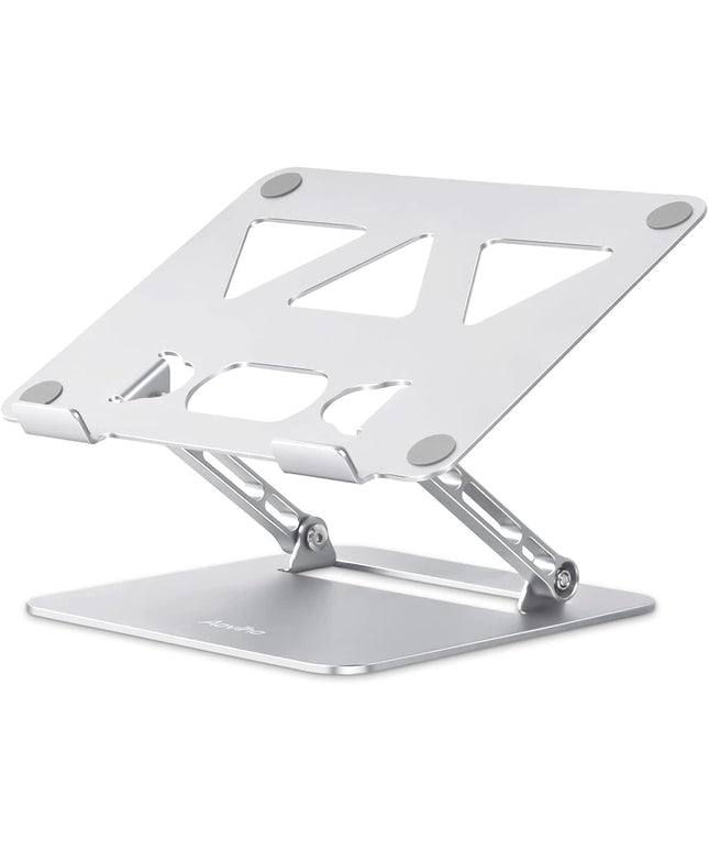 Adjustable Laptop Stand for Desk,Portable Laptop Stand Holder and Riser,Foldable Aluminum Notebook Computer Stands for MacBook Air Pro HP Lenovo Dell Samsung Chromebook, 10-15.6 inch, Silver