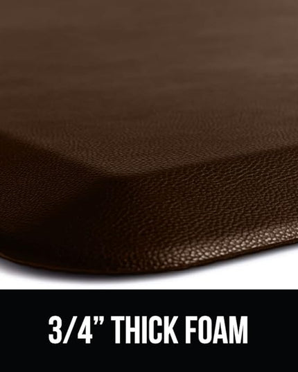 GORILLA GRIP Comfortable Cushioned Kitchen Mats for Floor, Waterproof and Stain Resistant Soft Top, 3/4 Inch Thick Ergonomic Standing Desk Anti Fatigue Mat, Foam Supports Ankles and Feet, 20x32, Brown