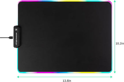 RGB Glass Mouse Pad for Gaming, Professional Esport Ultra Smooth Mouse Mat, Dimmable Border Lighting Color Mousepad with Stable Rubber Base, Speed Control for Games and Office (Blue, 13.8" x 10.2")