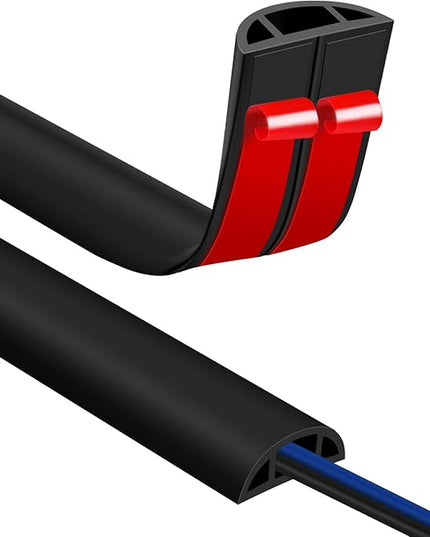 Floor Cord Covers for Wires 20FT Cable Hider Wire Coverr Self Adhesive Cord Hider Floor for Offices, Homes, Workshops, Warehouses Cable Cavity 0.47" W x 0.27" H