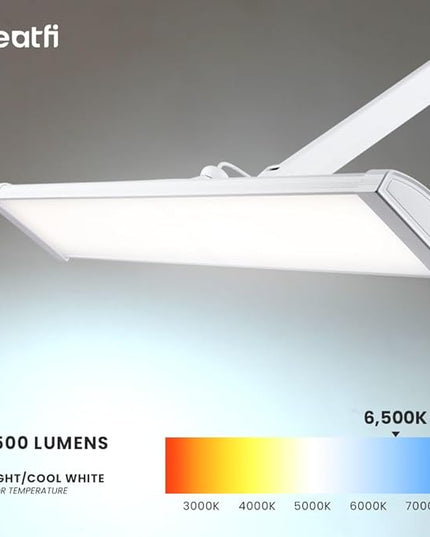 Neatfi Ultra 3,500 Lumen LED Desk Lamp, 45W, 26-Inch Wide Metal Shade, 270 SMD LEDs (Non-CCT with Clamp, White)