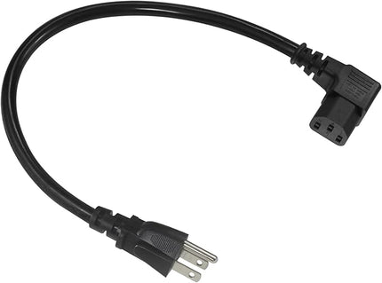 1FT Right Angle Computer Power Cord - NEMA 5-15 Plug to IEC C13 Power Cord,Universal PC Power Supply Cord, 16AWG, Black C13 3 Prong Angled AC Cord for PC Monitor/TV