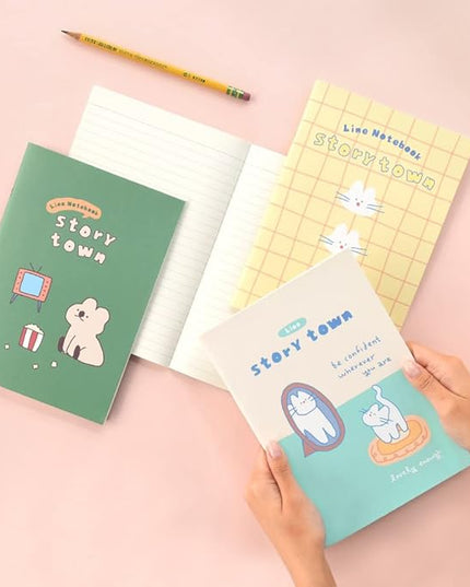 Monolike A5 Story town Afternoon B Notebook 6P SET - Line note, Academic note, a portable note, 148x210mm, 48pages