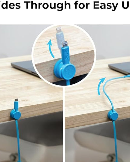 BLACK+DECKER Magnetic Cord Organizer Holder, 6 Pack Magnetic Cable Clips, Under Desk Cable Management, Strong Adhesive Cord Holder for Nightstand Kitchen Appliances Car Wall Office, Phone Wire Keeper