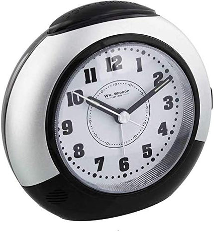 Oaktree Gifts Black & Silver Alarm Clock with Silent Sweep No Ticking Feature Plus Snooze & Light …