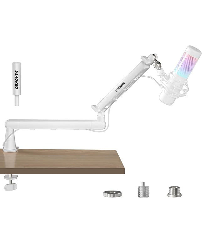 Microphone Arm,Aokeo AK-55 Desk Low Profile Adjustable Mic Boom Arm Stand,Suitable For Blue Yeti,Snowball iCE, HyperX QuadCast,SoloCast,Elgato Wave,Etc