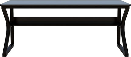 Extra Long Desk with Bookshelf - 63" Double Long Writing Table for 2-Person Workstation, Modern Study Work Computer Desk for Home and Office, Black