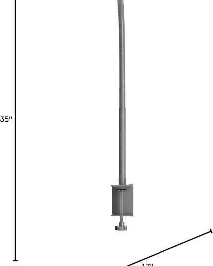 LED Desk Lamp for Office Home, Eye-Caring Desk Light with Stepless Dimming Adjustable Flexible Gooseneck, 10W USB Adapter Desk Lamp with Clamp for Reading, Study, Workbench (Grey)