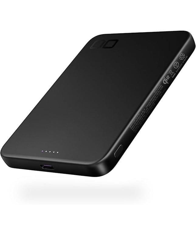 CIO Qi2 Magsafe Charger, 5000mAh Ultra-Slim Magnetic Wireless Charger iPhone, Magsafe Battery Pack, 15W Wireless + 20W USB-C PD iPhone Magnetic Fast SMARTCOBY Slim 5K (Black, Safety Model)