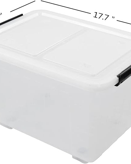 4-Pack Plastic Large Storage Box with Lid, Latching Storage Box Bin, Clear, 30 L