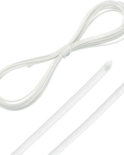 MECCANIXITY 20ft Braided Cable Sleeve, 1/32" ID 200C High Temperature 1500V Fiberglass Wire Insulation Cord Protector Organizer Wires Management for Motor Engine Fuel Line, White