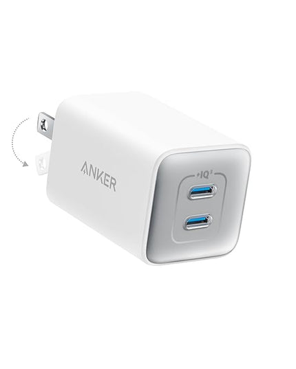 Anker Nano 47W USB C Charger, 2 Port Compact Foldable GaN Charger for iPhone 17 / 16, Galaxy, Pixel, Compatible with MagSafe (White)