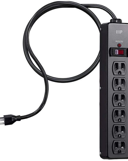 Monoprice Heavy Duty Metal Surge Protector - 6 Outlet Power Strip, 540 Joules, UL Certified, 6 Feet Cable, Black