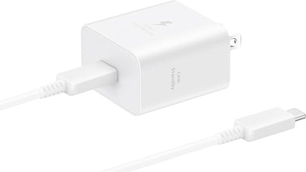 Samsung 45W Wall Charger Power Adapter with Cable Included, Super Fast Charging for Galaxy Phones, Tablets and USB Type C Devices, Low Standby Power Consumption, EP-T4511XWEGUS, White